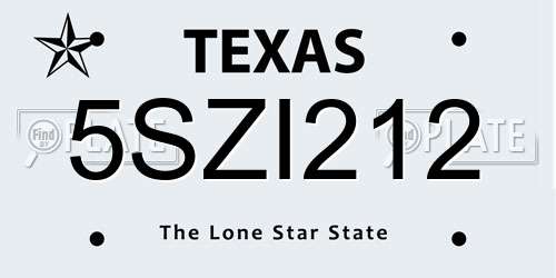 5SZI212 Texas License Plate