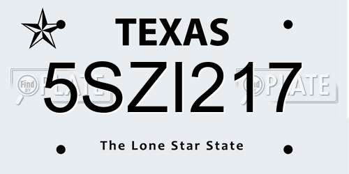 5SZI217 Texas License Plate