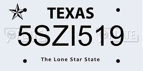 5SZI519 Texas License Plate