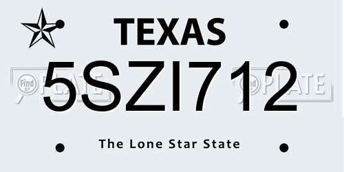 5SZI712 Texas License Plate