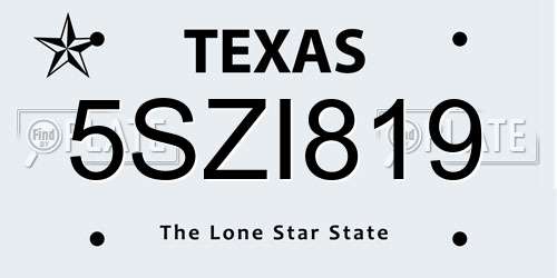 5SZI819 Texas License Plate