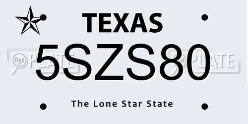 5SZS80 Texas License Plate