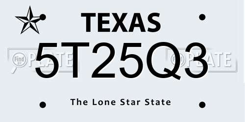 5T25Q3 Texas License Plate