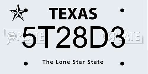 5T28D3 Texas License Plate