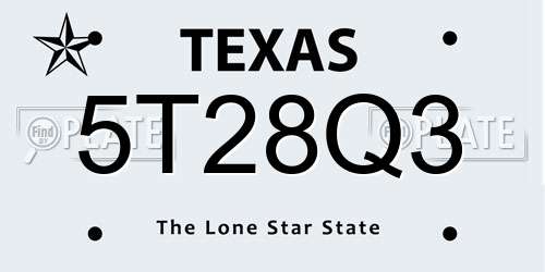 5T28Q3 Texas License Plate
