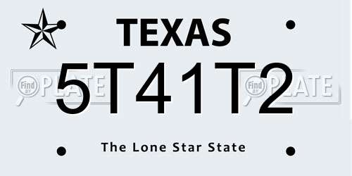 5T41T2 Texas License Plate