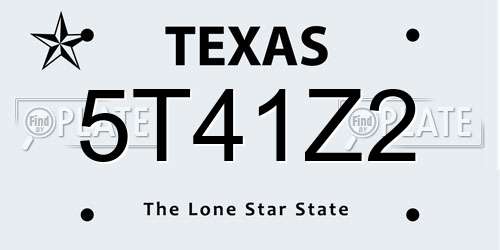 5T41Z2 Texas License Plate