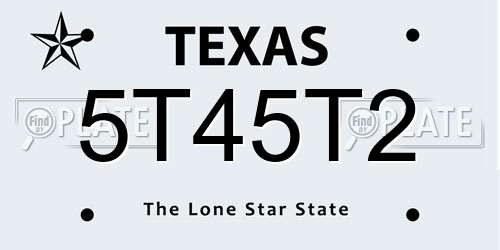 5T45T2 Texas License Plate