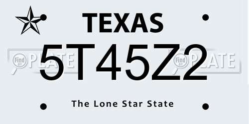 5T45Z2 Texas License Plate