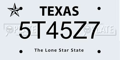 5T45Z7 Texas License Plate