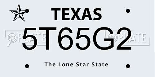 5T65G2 Texas License Plate