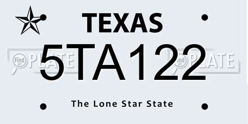 5TA122 Texas License Plate