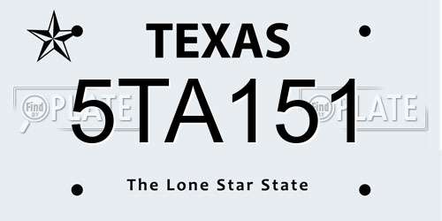5TA151 Texas License Plate