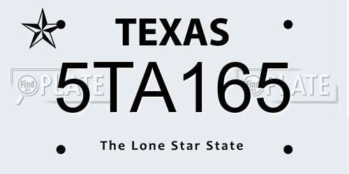 5TA165 Texas License Plate