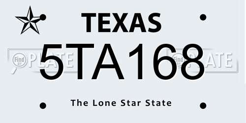 5TA168 Texas License Plate