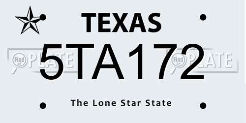 5TA172 Texas License Plate