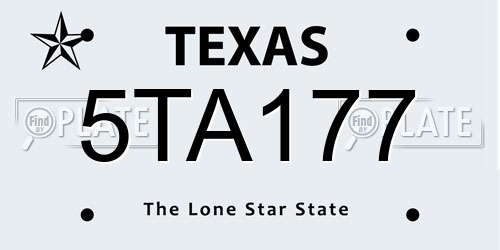 5TA177 Texas License Plate