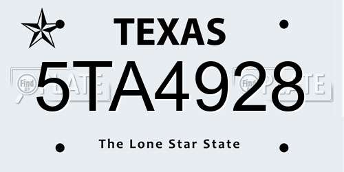 5TA4928 Texas License Plate