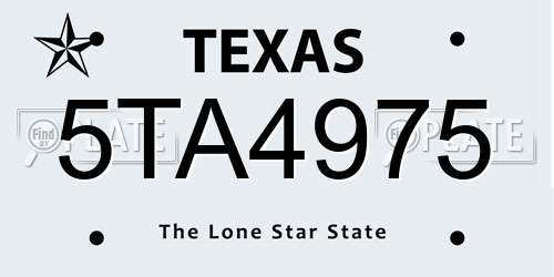 5TA4975 Texas License Plate