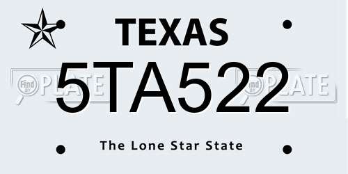 5TA522 Texas License Plate