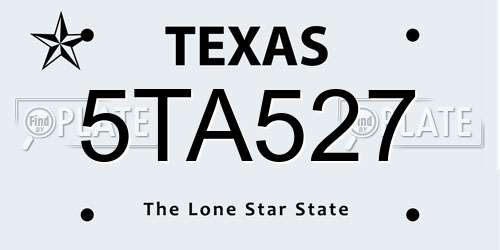 5TA527 Texas License Plate