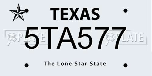 5TA577 Texas License Plate