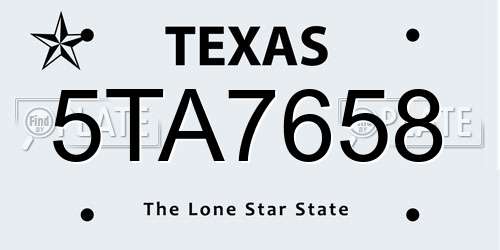 5TA7658 Texas License Plate