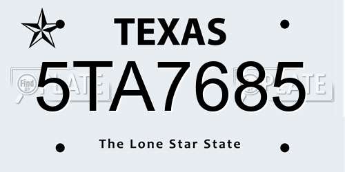 5TA7685 Texas License Plate