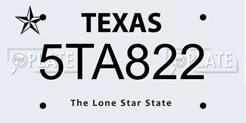 5TA822 Texas License Plate