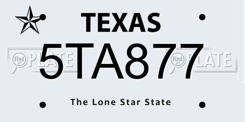5TA877 Texas License Plate