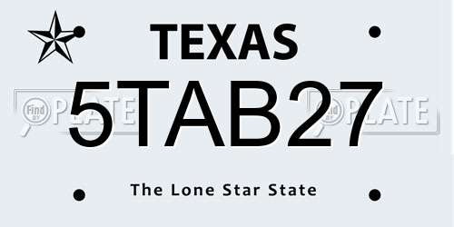 5TAB27 Texas License Plate