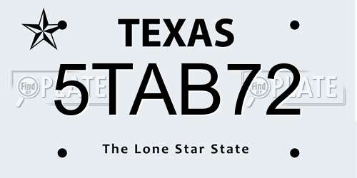 5TAB72 Texas License Plate
