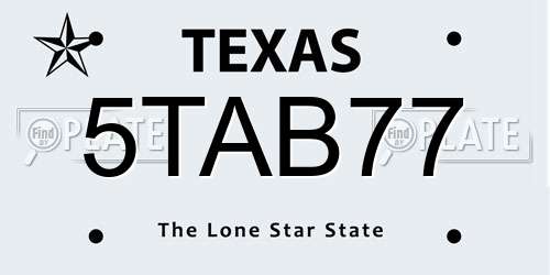 5TAB77 Texas License Plate