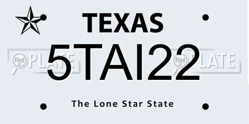 5TAI22 Texas License Plate