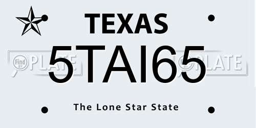 5TAI65 Texas License Plate
