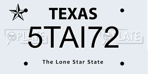 5TAI72 Texas License Plate