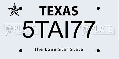 5TAI77 Texas License Plate