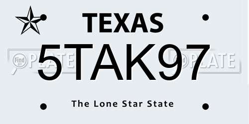 5TAK97 Texas License Plate
