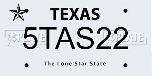 5TAS22 Texas License Plate