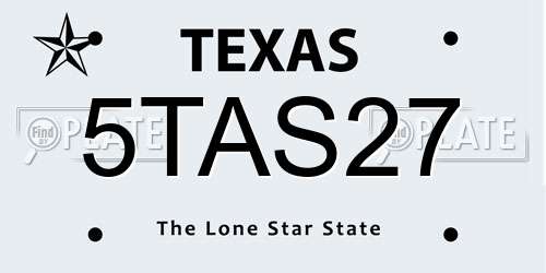 5TAS27 Texas License Plate