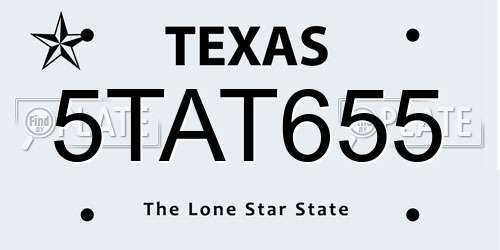 5TAT655 Texas License Plate