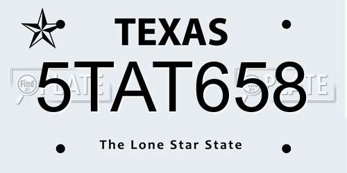 5TAT658 Texas License Plate
