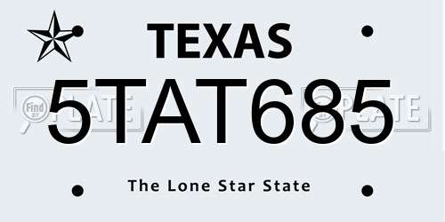 5TAT685 Texas License Plate