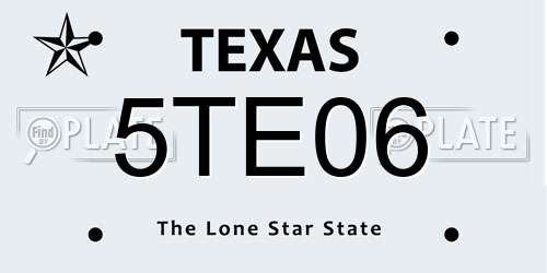 5TE06 Texas License Plate