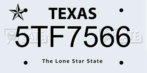 5TF7566 Texas License Plate