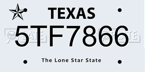 5TF7866 Texas License Plate