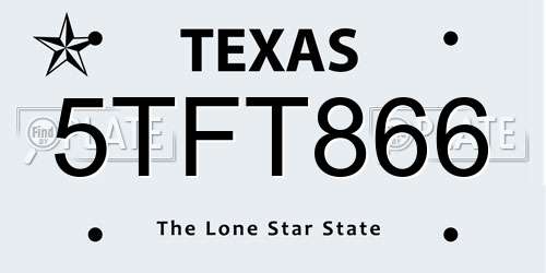 5TFT866 Texas License Plate