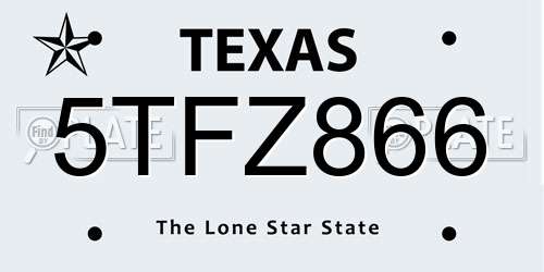 5TFZ866 Texas License Plate