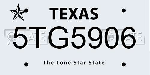 5TG5906 Texas License Plate