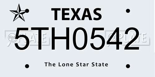 5TH0542 Texas License Plate